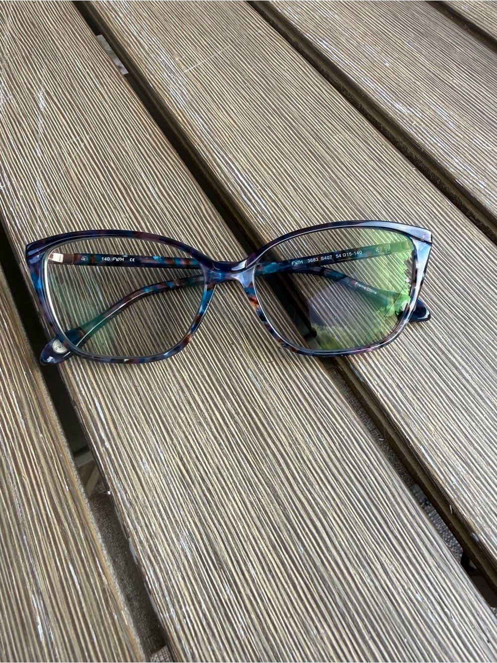 FYSH 3683 Eyeglasses Multicolor Blue Purple Frames 54-15-140 peacock pearl